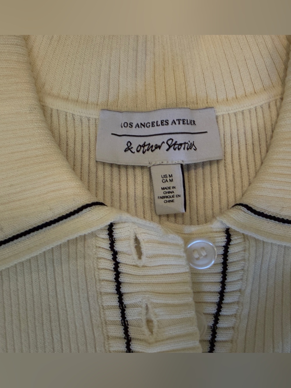 & Other Stories Rib-Knit Polo-Collar Top - Picture 4 of 7